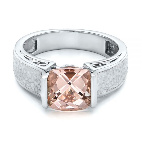  Platinum And Platinum Platinum And Platinum Custom Two-tone Morganite Engagement Ring - Flat View -  102288