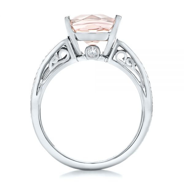 14k White Gold And Platinum 14k White Gold And Platinum Custom Two-tone Morganite Engagement Ring - Front View -  102288