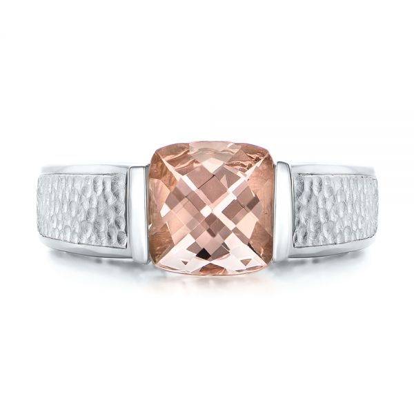  Platinum And Platinum Platinum And Platinum Custom Two-tone Morganite Engagement Ring - Top View -  102288