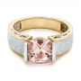 18k Yellow Gold And Platinum 18k Yellow Gold And Platinum Custom Two-tone Morganite Engagement Ring - Flat View -  102288 - Thumbnail