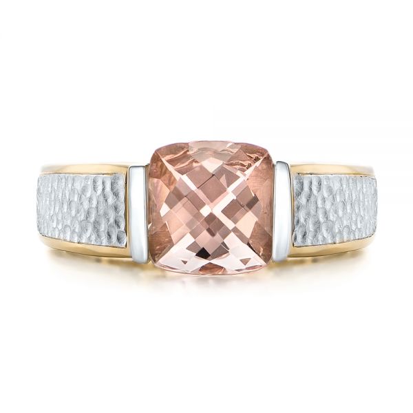 18k Yellow Gold And Platinum 18k Yellow Gold And Platinum Custom Two-tone Morganite Engagement Ring - Top View - 102288
