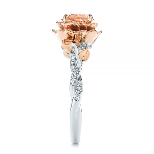  18K Gold And 18k Rose Gold 18K Gold And 18k Rose Gold Custom Two-tone Morganite And Diamond Engagement Ring - Side View -  103524