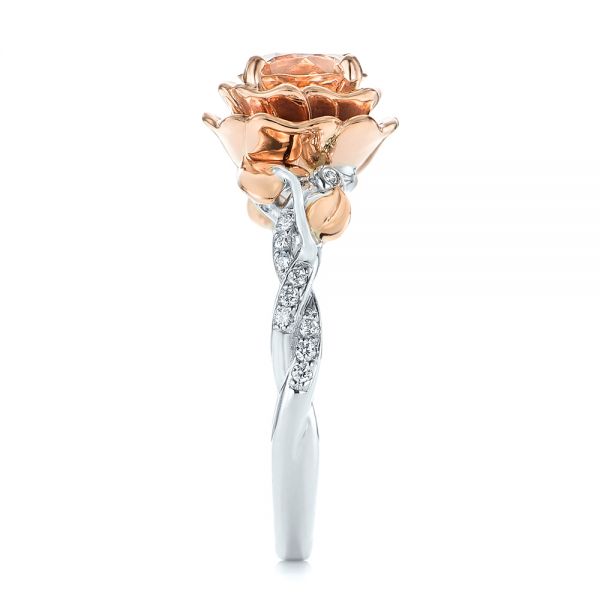  Platinum And 18k Rose Gold Platinum And 18k Rose Gold Custom Two-tone Morganite And Diamond Engagement Ring - Side View -  103524