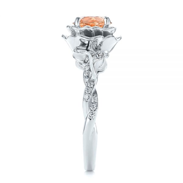 14K Gold And Platinum 14K Gold And Platinum Custom Two-tone Morganite And Diamond Engagement Ring - Side View - 103524