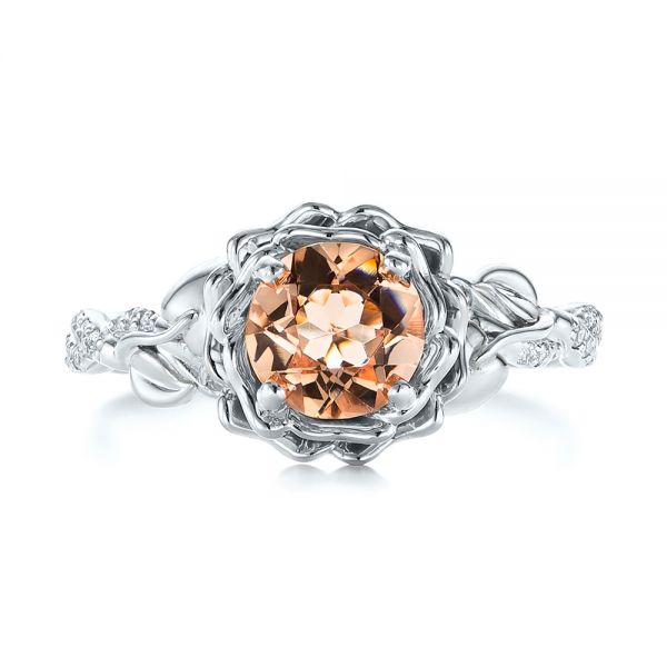  Platinum And 18k White Gold Platinum And 18k White Gold Custom Two-tone Morganite And Diamond Engagement Ring - Top View -  103524