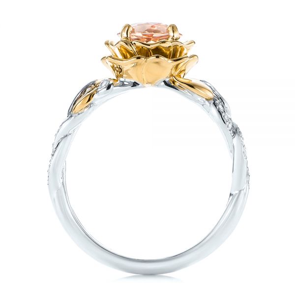  Platinum And 18k Yellow Gold Platinum And 18k Yellow Gold Custom Two-tone Morganite And Diamond Engagement Ring - Front View -  103524