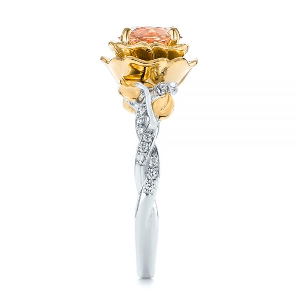  Platinum And 14k Yellow Gold Platinum And 14k Yellow Gold Custom Two-tone Morganite And Diamond Engagement Ring - Side View -  103524