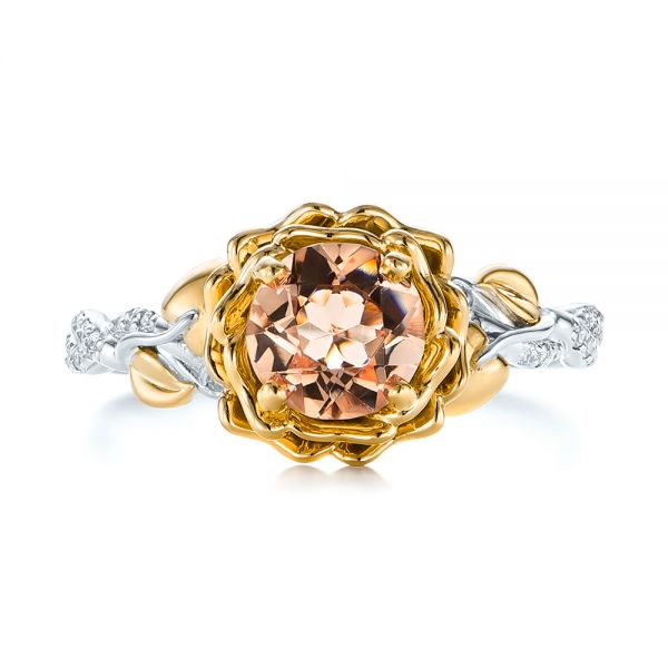  Platinum And 18k Yellow Gold Platinum And 18k Yellow Gold Custom Two-tone Morganite And Diamond Engagement Ring - Top View -  103524