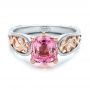  14K Gold And 14k Rose Gold Custom Two-tone Pink Sapphire And Diamond Engagement Ring - Flat View -  100570 - Thumbnail