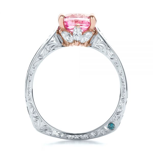  Platinum And 18k Rose Gold Platinum And 18k Rose Gold Custom Two-tone Pink Sapphire And Diamond Engagement Ring - Front View -  100570