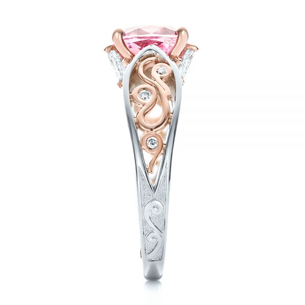  Platinum And 18k Rose Gold Platinum And 18k Rose Gold Custom Two-tone Pink Sapphire And Diamond Engagement Ring - Side View -  100570