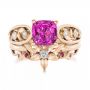 18k Rose Gold And Platinum 18k Rose Gold And Platinum Custom Two-tone Pink Sapphire And Diamond Engagement Ring - Top View -  102827 - Thumbnail
