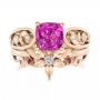 14k Rose Gold And 18K Gold 14k Rose Gold And 18K Gold Custom Two-tone Pink Sapphire And Diamond Engagement Ring - Top View -  102827 - Thumbnail