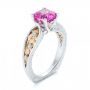  Platinum And 18K Gold Platinum And 18K Gold Custom Two-tone Pink Sapphire And Diamond Engagement Ring - Three-Quarter View -  102827 - Thumbnail