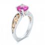 18k White Gold And 18K Gold Custom Two-tone Pink Sapphire And Diamond Engagement Ring