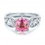  Platinum And 14k White Gold Platinum And 14k White Gold Custom Two-tone Pink Sapphire And Diamond Engagement Ring - Flat View -  100570 - Thumbnail