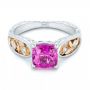  Platinum And Platinum Platinum And Platinum Custom Two-tone Pink Sapphire And Diamond Engagement Ring - Flat View -  102827 - Thumbnail