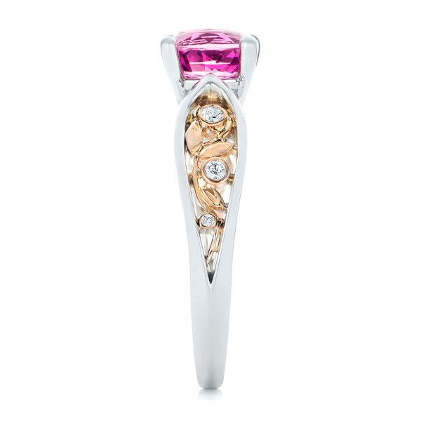  Platinum And 14K Gold Platinum And 14K Gold Custom Two-tone Pink Sapphire And Diamond Engagement Ring - Side View -  102827