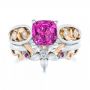 18k White Gold And 14K Gold 18k White Gold And 14K Gold Custom Two-tone Pink Sapphire And Diamond Engagement Ring - Top View -  102827 - Thumbnail