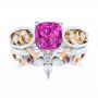  Platinum And 14K Gold Platinum And 14K Gold Custom Two-tone Pink Sapphire And Diamond Engagement Ring - Top View -  102827 - Thumbnail