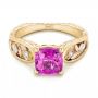 18k Yellow Gold And 18K Gold 18k Yellow Gold And 18K Gold Custom Two-tone Pink Sapphire And Diamond Engagement Ring - Flat View -  102827 - Thumbnail