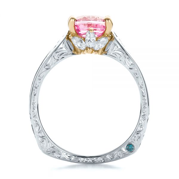 14K Gold And 18k Yellow Gold 14K Gold And 18k Yellow Gold Custom Two-tone Pink Sapphire And Diamond Engagement Ring - Front View - 100570