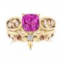 18k Yellow Gold And Platinum 18k Yellow Gold And Platinum Custom Two-tone Pink Sapphire And Diamond Engagement Ring - Top View -  102827 - Thumbnail