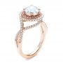 14k Rose Gold Custom Two-tone Pink Sapphire And White Diamond Halo Engagement Ring
