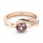 14k Rose Gold And 14K Gold 14k Rose Gold And 14K Gold Custom Two-tone Pink Zircon And Diamond Engagement Ring - Flat View -  102166 - Thumbnail