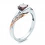 Platinum And 18K Gold Platinum And 18K Gold Custom Two-tone Pink Zircon And Diamond Engagement Ring - Three-Quarter View -  102166 - Thumbnail