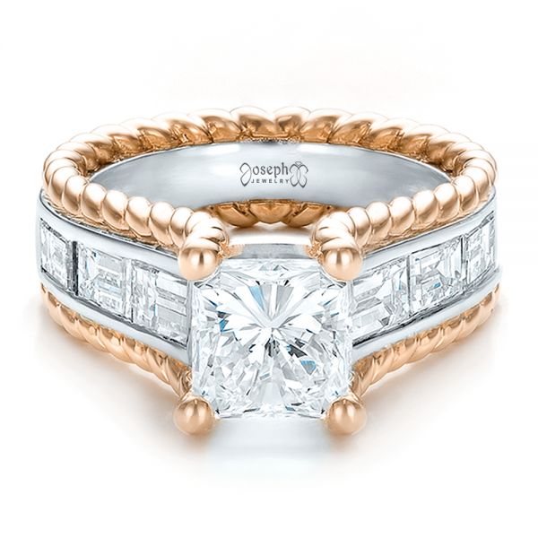  Platinum And 18k Rose Gold Platinum And 18k Rose Gold Custom Two-tone Diamond Engagement Ring - Flat View -  100616