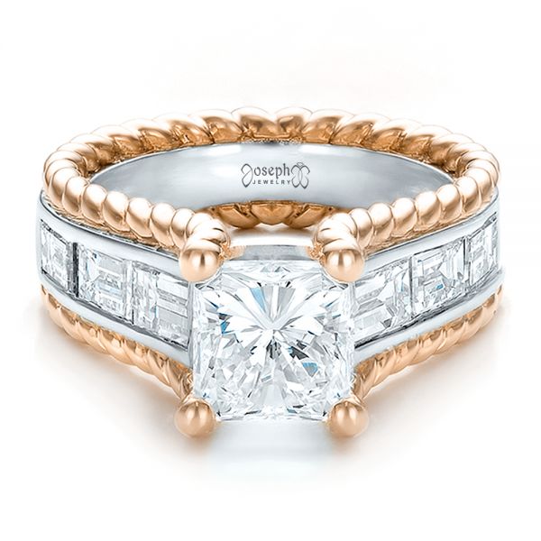 Platinum And 14k Rose Gold Platinum And 14k Rose Gold Custom Two-tone Diamond Engagement Ring - Flat View - 100616