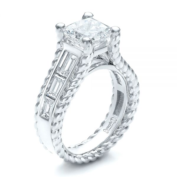  14K Gold And Platinum 14K Gold And Platinum Custom Two-tone Diamond Engagement Ring - Three-Quarter View -  100616