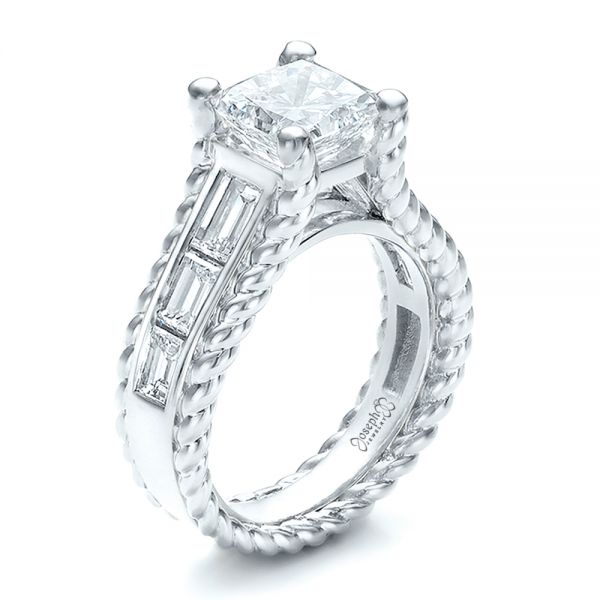 14K Gold And Platinum 14K Gold And Platinum Custom Two-tone Diamond Engagement Ring - Three-Quarter View - 100616