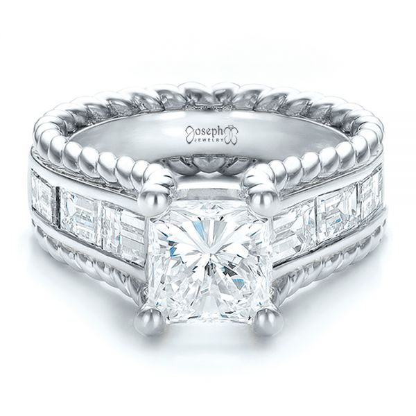  Platinum And 18k White Gold Platinum And 18k White Gold Custom Two-tone Diamond Engagement Ring - Flat View -  100616