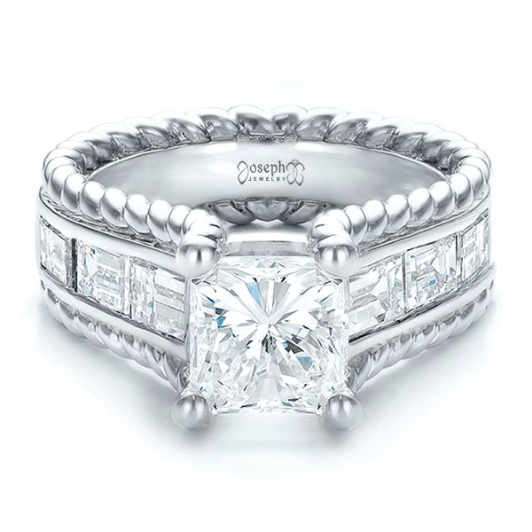 14K Gold And Platinum 14K Gold And Platinum Custom Two-tone Diamond Engagement Ring - Flat View - 100616