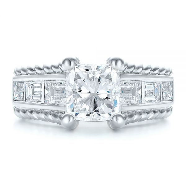  Platinum And 14k White Gold Platinum And 14k White Gold Custom Two-tone Diamond Engagement Ring - Top View -  100616