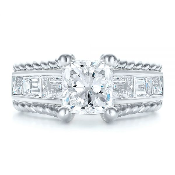14K Gold And Platinum 14K Gold And Platinum Custom Two-tone Diamond Engagement Ring - Top View - 100616