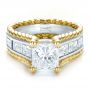  Platinum And 18k Yellow Gold Custom Two-tone Diamond Engagement Ring - Flat View -  100616 - Thumbnail