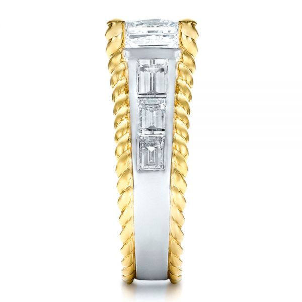  Platinum And 18k Yellow Gold Custom Two-tone Diamond Engagement Ring - Side View -  100616