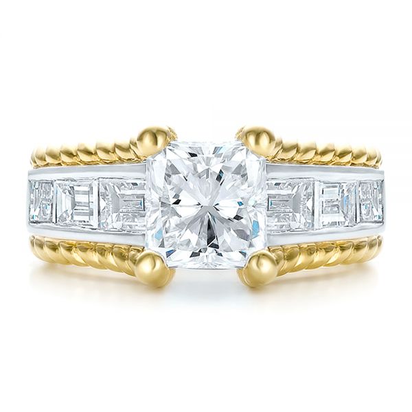 14K Gold And 14k Yellow Gold 14K Gold And 14k Yellow Gold Custom Two-tone Diamond Engagement Ring - Top View - 100616