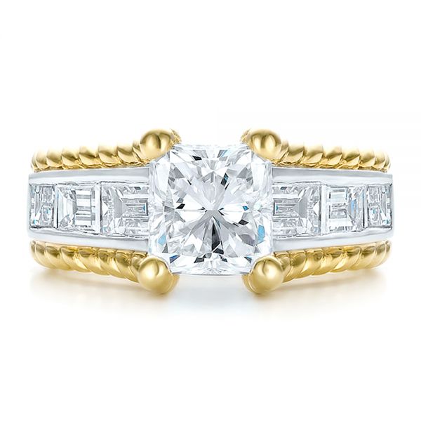  Platinum And 18k Yellow Gold Custom Two-tone Diamond Engagement Ring - Top View -  100616