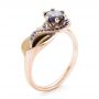 18k Rose Gold And 18K Gold 18k Rose Gold And 18K Gold Custom Two-tone Purple Sapphire Engagement Ring - Three-Quarter View -  102932 - Thumbnail