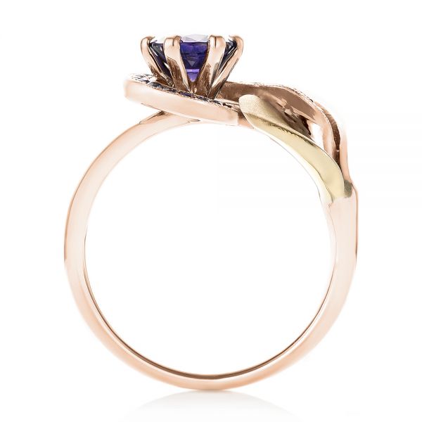 18k Rose Gold And 18K Gold 18k Rose Gold And 18K Gold Custom Two-tone Purple Sapphire Engagement Ring - Front View -  102932