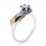 14k White Gold And 14K Gold Custom Two-tone Purple Sapphire Engagement Ring - Three-Quarter View -  102932 - Thumbnail