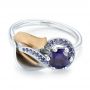 14k White Gold And 14K Gold Custom Two-tone Purple Sapphire Engagement Ring - Flat View -  102932 - Thumbnail