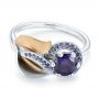  Platinum And 14K Gold Platinum And 14K Gold Custom Two-tone Purple Sapphire Engagement Ring - Flat View -  102932 - Thumbnail