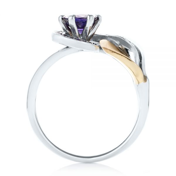 18k White Gold And 14K Gold 18k White Gold And 14K Gold Custom Two-tone Purple Sapphire Engagement Ring - Front View -  102932