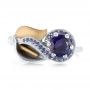 14k White Gold And 14K Gold Custom Two-tone Purple Sapphire Engagement Ring - Top View -  102932 - Thumbnail