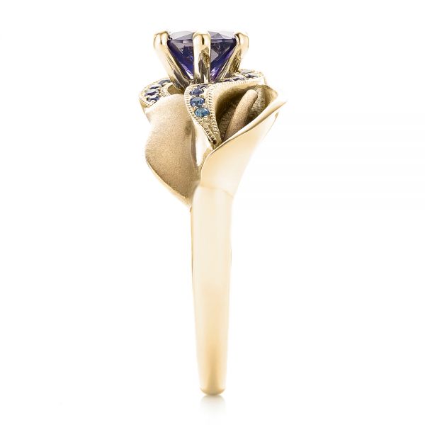 18k Yellow Gold And 14K Gold 18k Yellow Gold And 14K Gold Custom Two-tone Purple Sapphire Engagement Ring - Side View - 102932